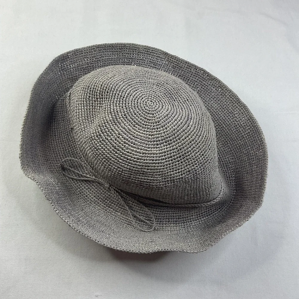 Helen Kaminski sun hat bucket Raffia Wide Brim Packable Adjustable Tie Logo